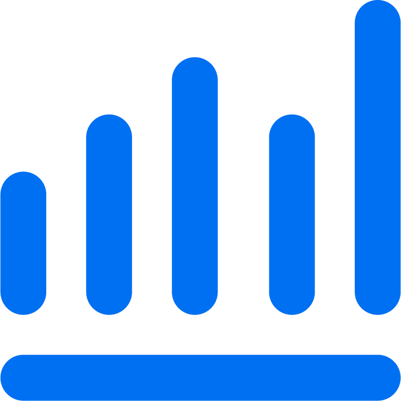 vertical bar chart blue icon