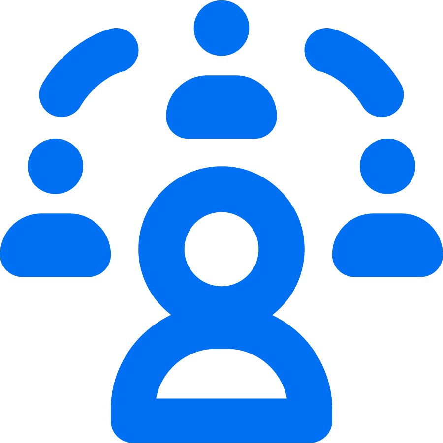 people connected blue icon